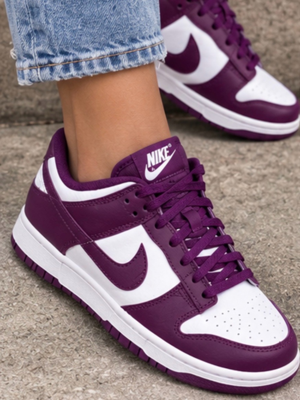 Nike Dunk Low Purple White Sneakers New in Box